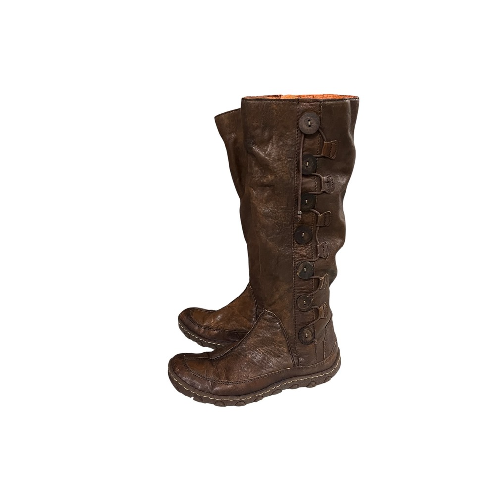 Born Brown Leather Tall Button Riding Boots Women's Size 7 - Picture 2 of 8